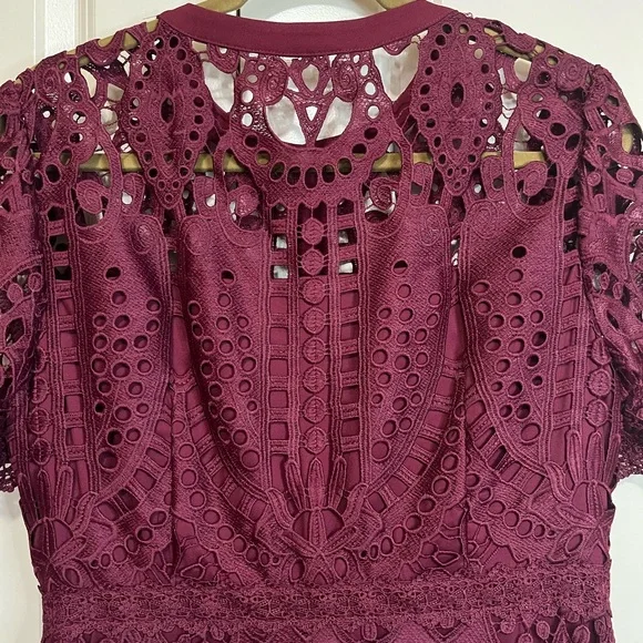 ANTONIO MELANI Burgundy Lace Midi Dress - Picture 8 of 13